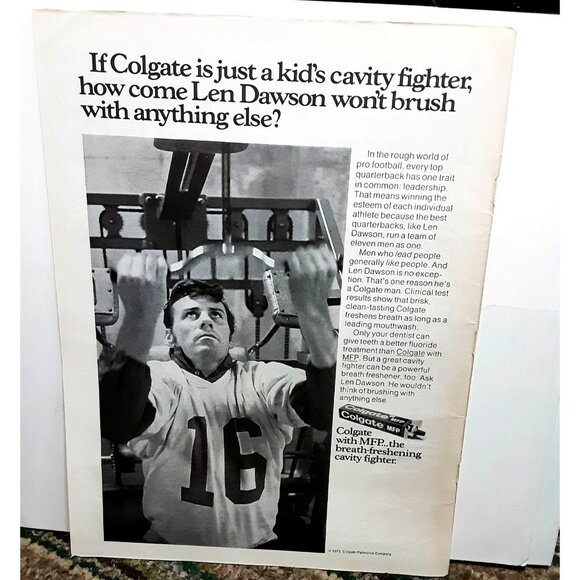1973 Len Dawson Kansas City Chiefs Colgate Toothpaste vintage print ad - Picture 1 of 1